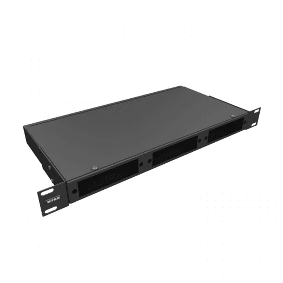 Кросс оптический NTSS 19″ 1U, 4 порта LC/UPC duplex, 50/125 мкм OM3, черный (RAL 9005)